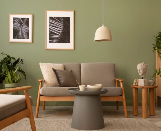 room with light green walls and simple furniture kaukauna wi