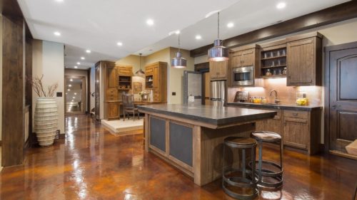 basement interiors with bar and wooden fixtures freedom wi